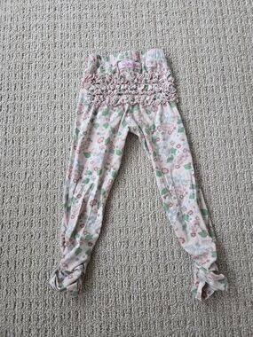 Ruffle Butts Pink Floral Ruffle Waist Leggings
